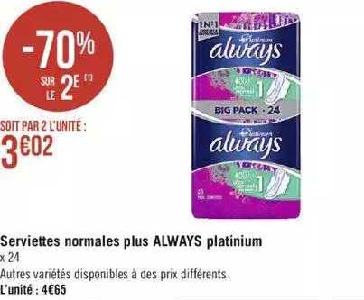 serviettes normales plus always platinium