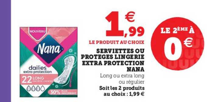 serviettes ou protèges lingerie extra protection nana