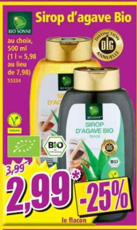 sirop d'agave bio bio sonne