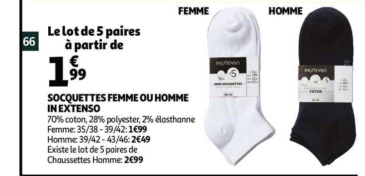 socquettes femme ou homme in extenso