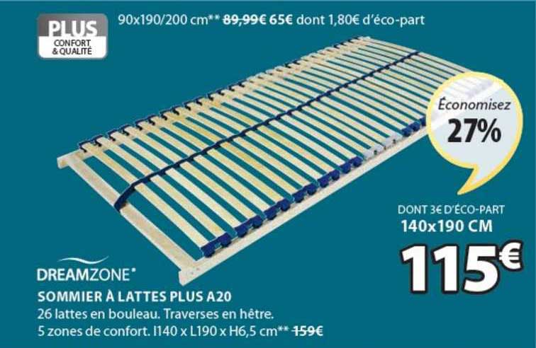 sommier à lattes plus a20 dreamzone