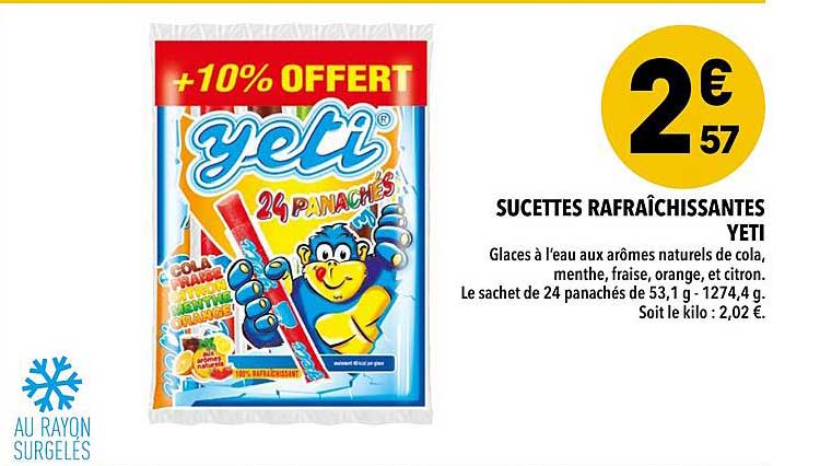 sucettes rafraîchissantes yeti