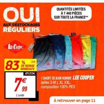 t-short de bain homme lee cooper