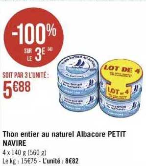 Thon Entier Au Naturel Albacore Petit Navire