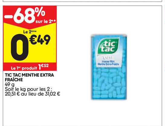 tic tac menthe extra fraîche