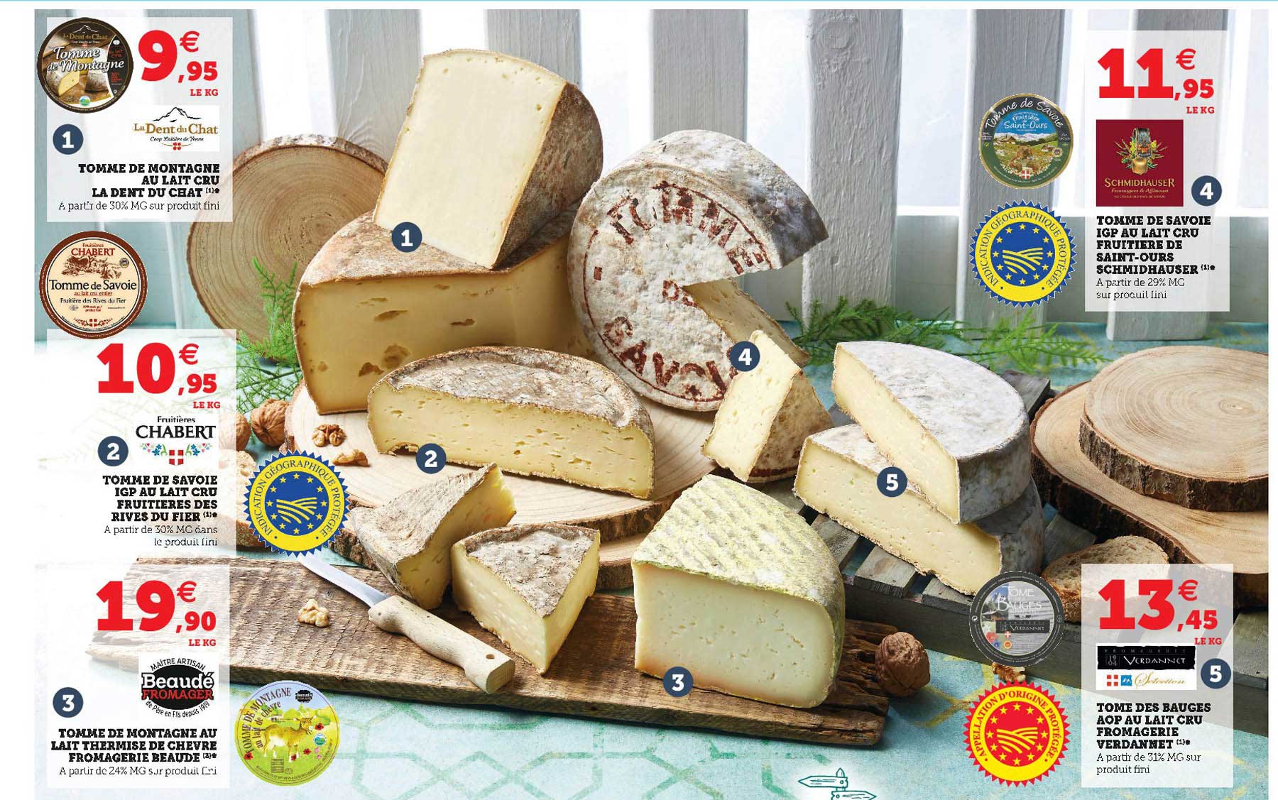 tomme de montagne au lait cru la dent du chat, tomme de savoie igp au lait cru fruitières des rives du fier, tomme de montagne au lait thermisé de chèvre fromagerie beaude , tomme de savoie