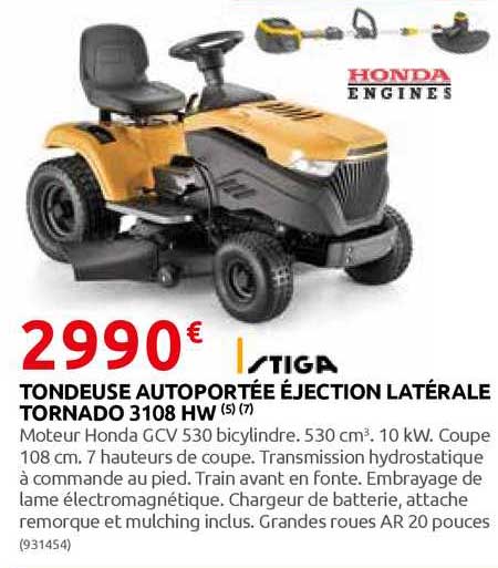 tondeuse autoportée éjection latérale tornado 3108 hw stiga