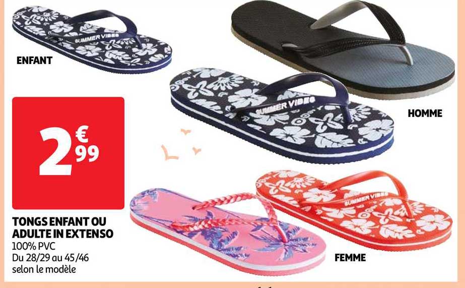 tongs enfant ou adulte in extenso