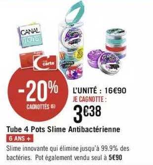 Tube 4 Pots Slime Antibactérienne