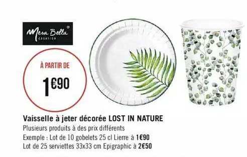 vaisselle à jeter décorée lost in nature