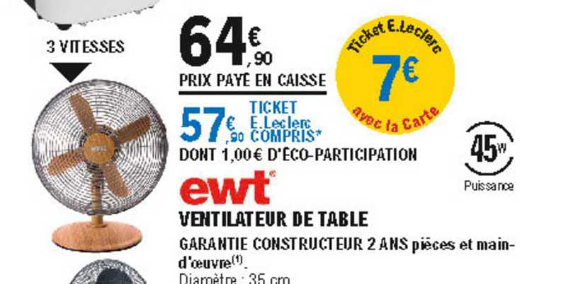 ventilateur de table ewt