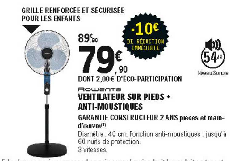 ventilateur sur pieds + anti-moustiques rowenta
