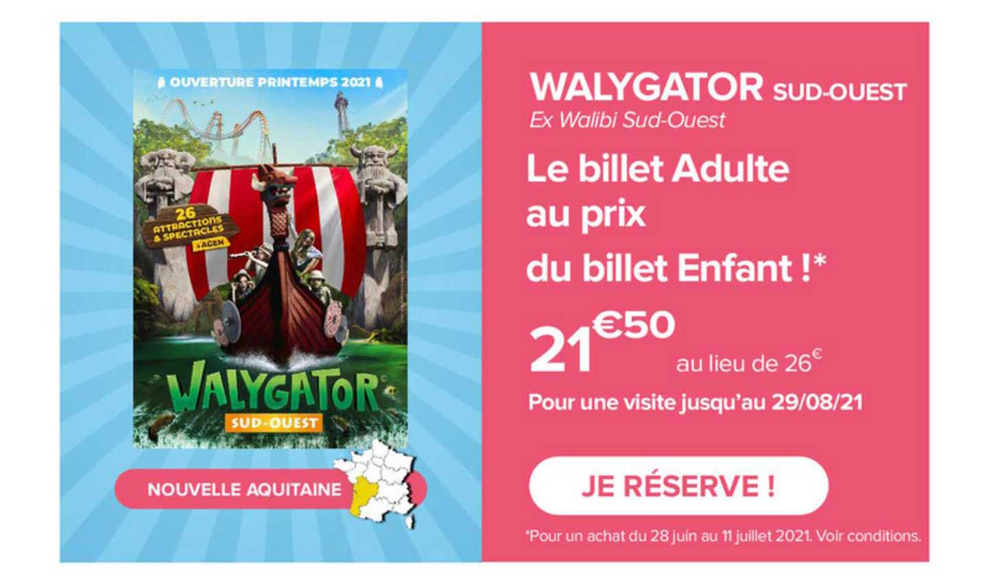 walygator sud-ouest ex walibi sud-ouest : le billet adulte au prix du billet enfant !