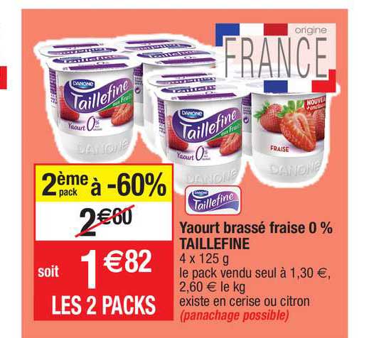 yaourt brassé fraise 0% taillefine