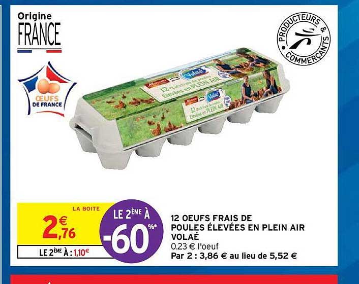 12 oeufs frais de poules élevées en plein air volaé