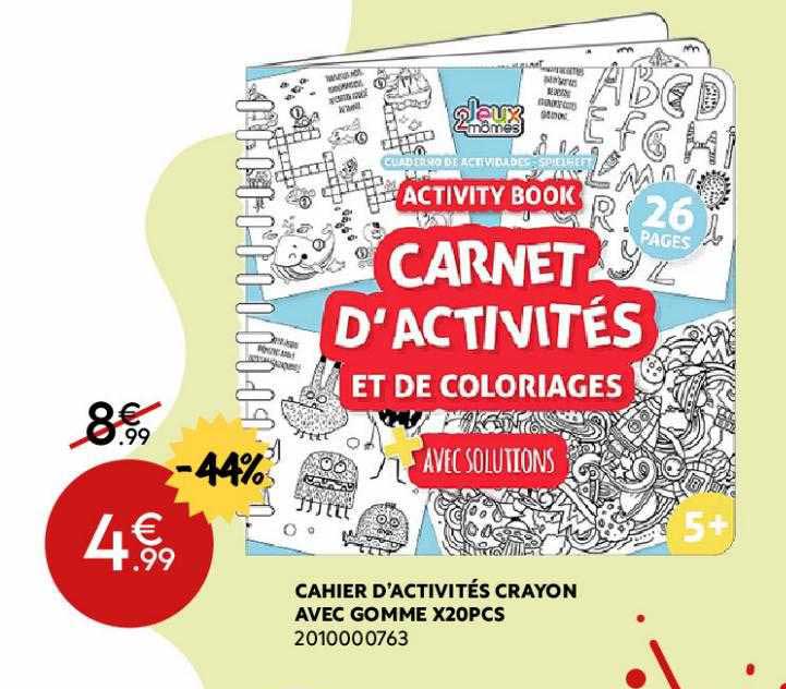 cahier d'activités crayon avec gomme x20pcs