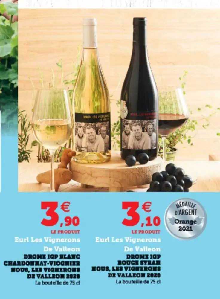 drome igp blanc chardonnay-viognier nous, ls vignerons de valleon 2020 eurl les vignerons de valleon, drome igp rouge syran nous, les vignerons de valleon 2020 eurl les vignerons de valleon