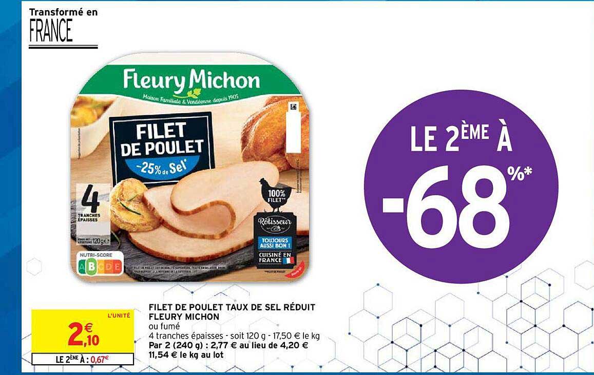 filet de poulet taux de sel réduit fleury michon