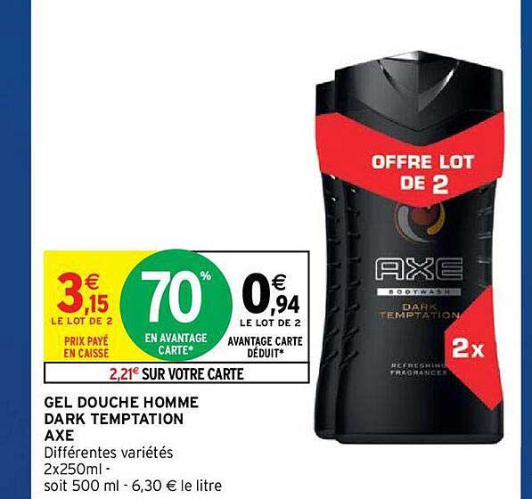 gel douche homme dark temptation axe