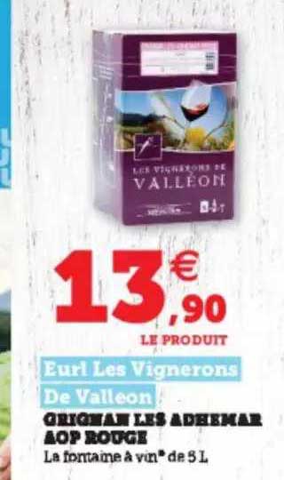 grignan les adhémar aop rouge eurl les vignerons de valleon
