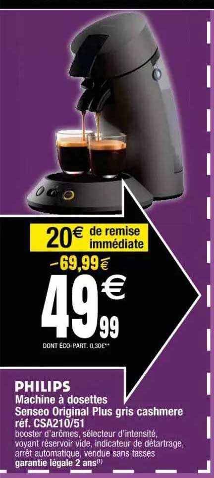 machine à dosettes senseo original plus gris cashmere philips