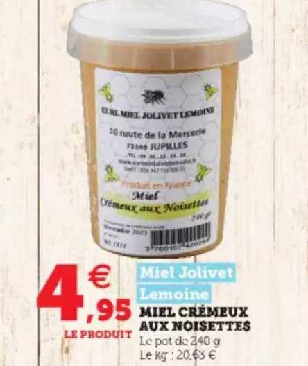 Miel Crémeux Aux Noisettes Miel Jolivet Lemoine