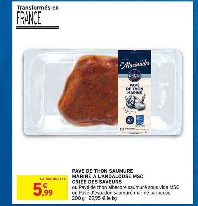 pavé de thon saumure mariné à l'andalouse msc criée des saveurs