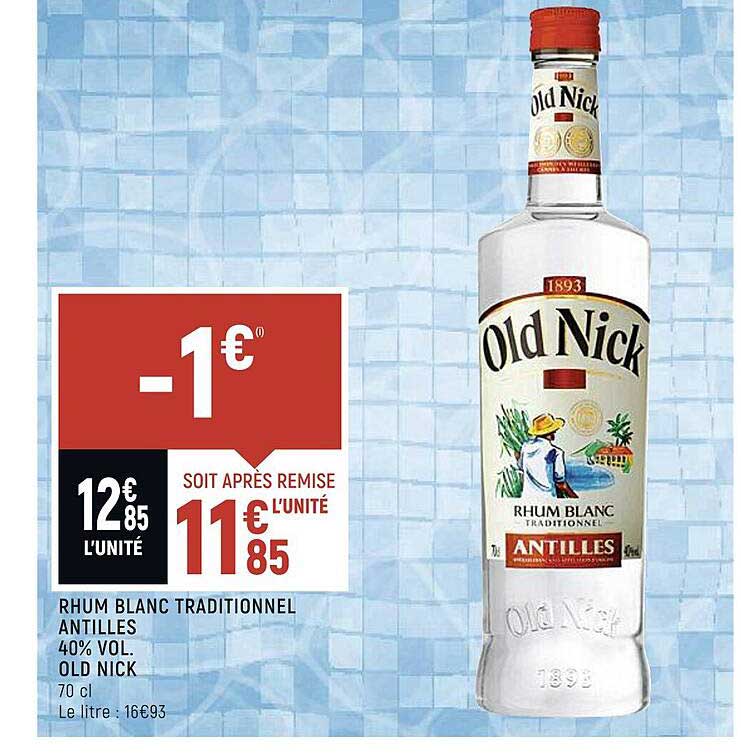 rhum blanc traditionnel antilles 40% vol. old nick