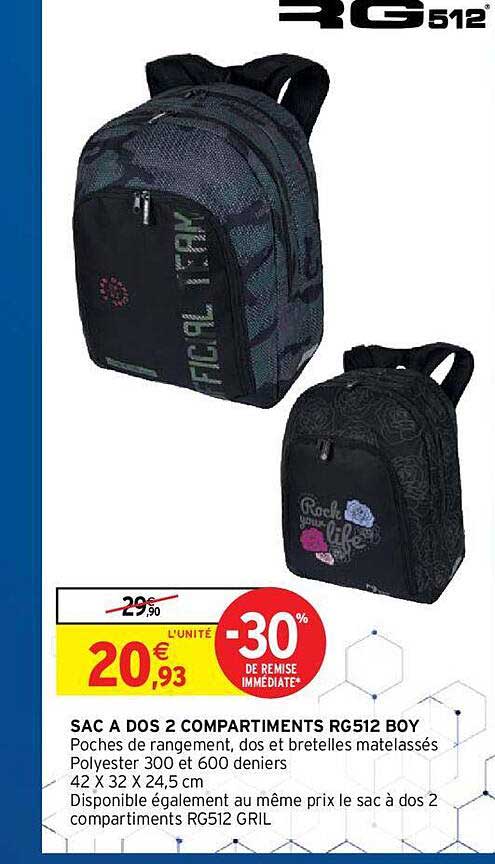 sac à dos 2 compartiments rg512 boy