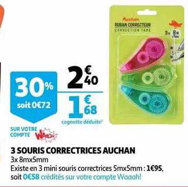 3 souris correctrices auchan