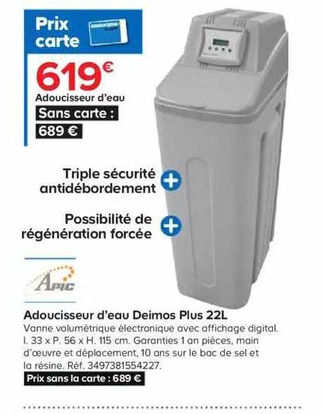 adoucisseur d'eau deimos plus 22l apic