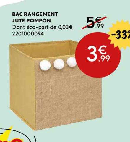 Bac Rangement Jute Pompon