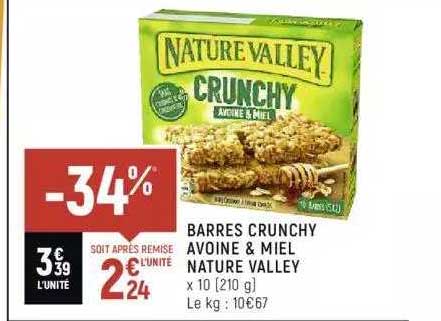 barres crunchy avoine & miel nature valley
