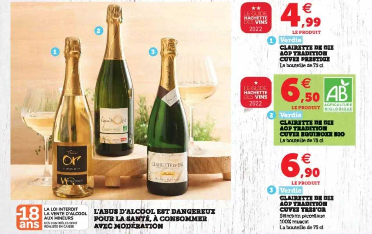 clairette de die aop tradition cuvée prestige verdie, clairette de die aop tradition cuvée equinoxebio verdie, clairette de die aop tradition cuvés tres'or verdie