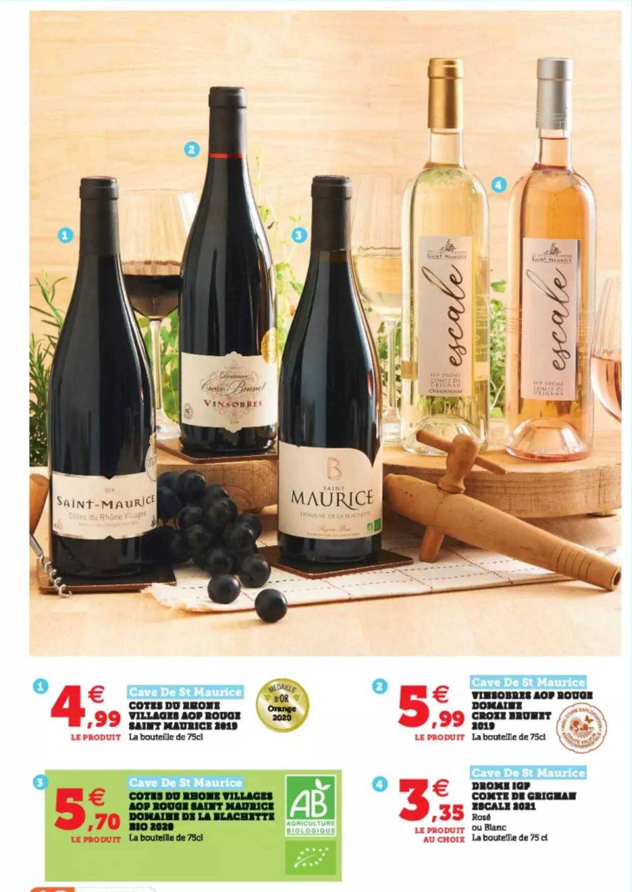 côtes du rhône village aop rouge saint maurice 2019 cave de saint maurice, vinsobres aop rouge domaine croze brunet 2019 cave de saint maurice, côtes du rhône aop rouge saint maurice