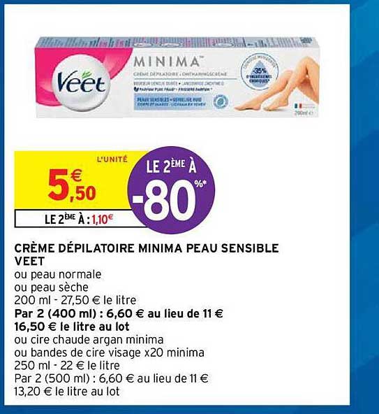 crème dépilatoire minima peau sensible veet
