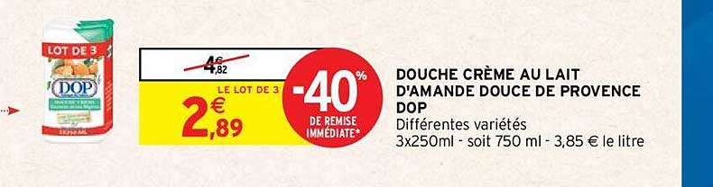 douche crème au lait d'amande douce de provence dop