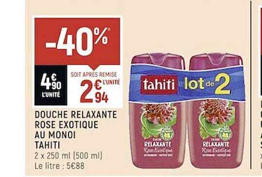 Douche Relaxante Rose Exotique Au Monoi Tahiti