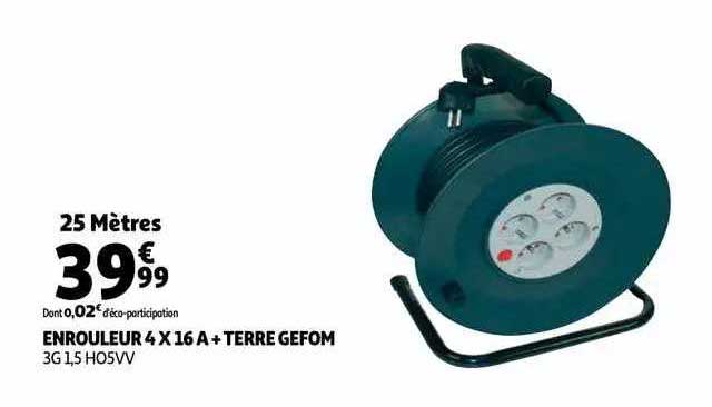 enrouleur 4 x 16 a + terre gefom