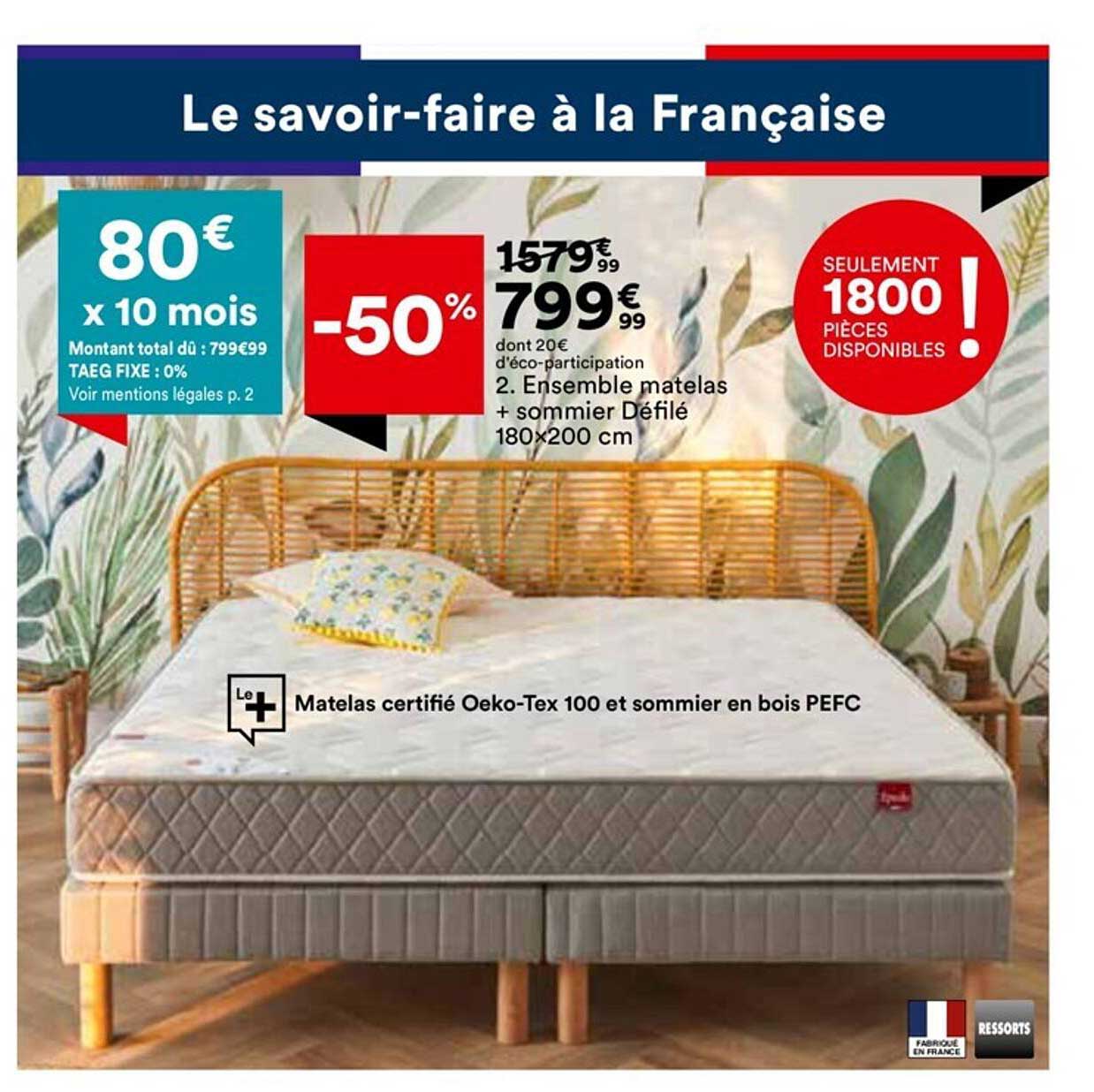 ensemble matelas + sommier défilé