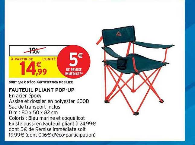 fauteuil pliant pop-up