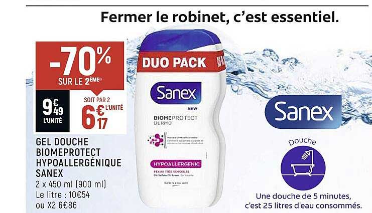 gel douche biomeprotect hypoallergénique sanex