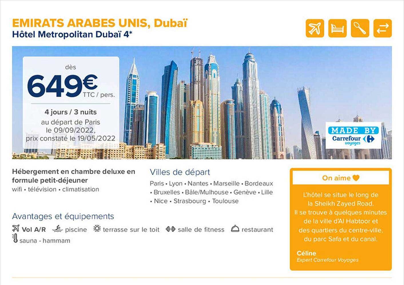 hôtel metropolitan dubaï 4*