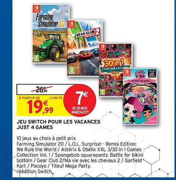 jeu switch pour les vacances just 4 games