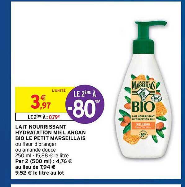 Lait Nourrissant Hydratation Miel Argan Bio Le Petit Marseillais