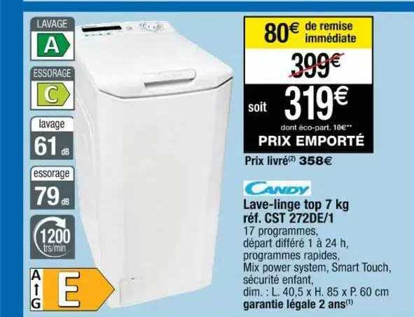 lave-linge top 7 kg candy