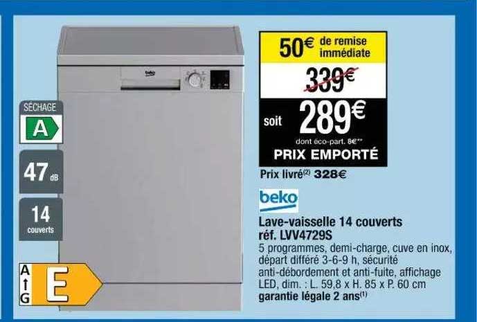 lave-vaisselle 14 couverts beko