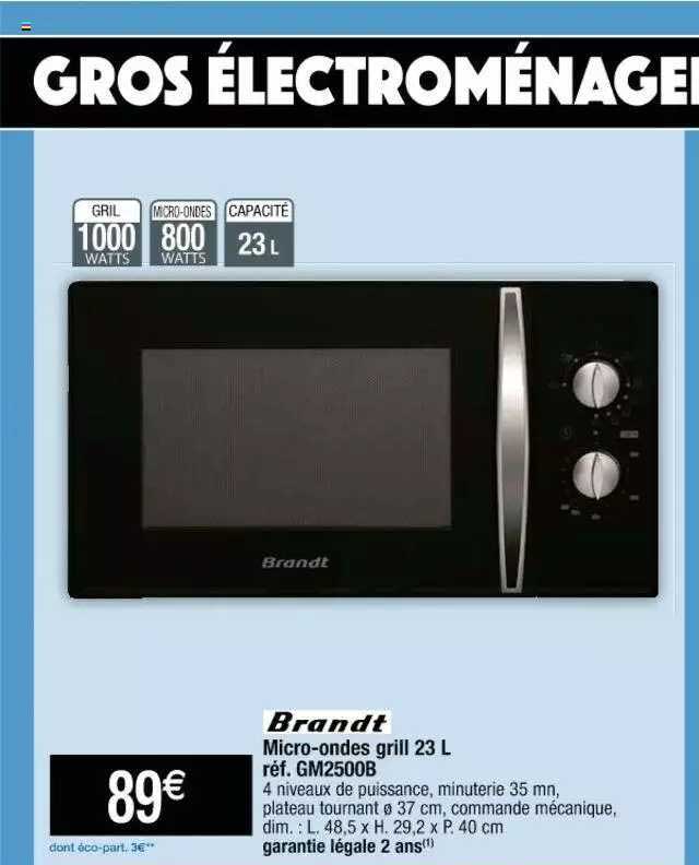 micro-ondes grill 23 l brandt