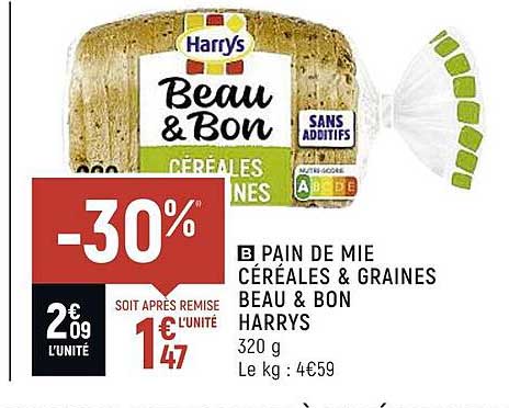 pain de mie céréales & graines beau & bon harrys