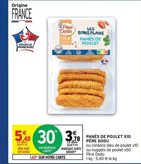 panés de poulet x10 père dodu